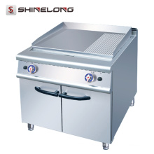 Comercial acero inoxidable Gas 2/3 plana y 1/3 parrilla Parrilla Pan con gabinete para restaurante Griddle